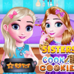 姉妹がクッキーを作る